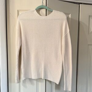 LOFT Cream Crew Neck Low Back Sweater